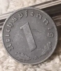 GERMAN 1 REICHSPFENNIG ~ GERMANY ~ WW2 1PF COIN 1940-A HEAVILY CIRCULATED COIN