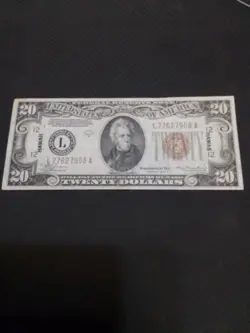 TWENTY DOLLAR NOTE, HAWAII WW2 EMERGENCY NOTE, CH 60, L77627908A 1934A