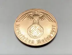 BEAUTIFUL NAZI GERMAN COIN  1 REICHSPFENNIG WW2 ERA AUTHENTIC RELIC