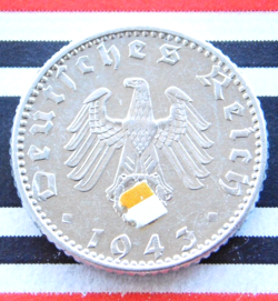GERMAN COIN 50 REICHSPFENNIG 1943 A ALU SWASTIKA THIRD REICH WW2   RARE  PFENNIG