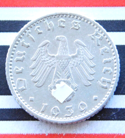 GERMAN COIN 50 REICHSPFENNIG 1939 A ALU SWASTIKA THIRD REICH WW2   RARE  PFENNIG