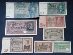 GERMAN WW2 3RD REICH 50RPF TO 100RM CIRCULATED BANKNOTES