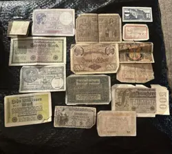LOT OF WW2 ERA VINTAGE ANTIQUE GERMAN PAPER NOTES WWII PRE 1950