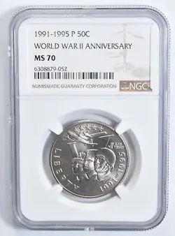 MS70 1991-1995-P WORLD WAR 2 WWII COMMEMORATIVE HALF DOLLAR NGC *0721