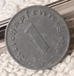 1942-E GERMAN 1 REICHSPFENNIG ~ GERMANY ~ WW2 , HEAVILY CIRCULATED COIN