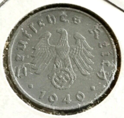 1940-A GERMAN 5 REICHSPFENNIG ,WWII, WW2 GERMANY, KM #100