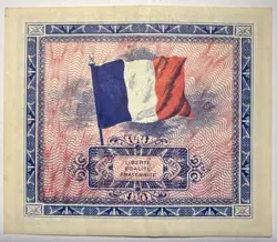 FRANCE - 2 FRANCS NOTE - 1944 WW2 ALLIED OCCUPATION CURRENCY. FREE SHIPPING