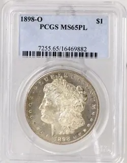 1898 O MORGAN SILVER DOLLAR PCGS MS65PL--SEE STORE WW1-WW2 MEDALS -RARE COINS
