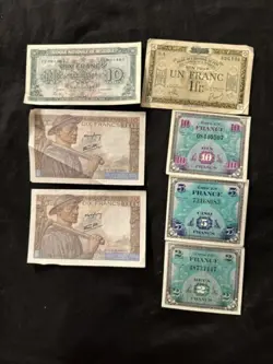 FRENCH WW2 ALLIED INVASION PAPER MONEY VET BROUGHT BACK 1940’S FOREIGN CURRENCY