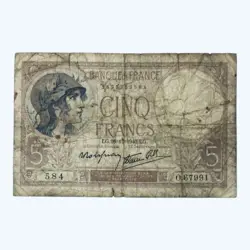 1940 FRANCE 5 FRENCH FRANCS BANKNOTE EUROPE FRANC (PRE COIN /EURO) WW2 ISSUE