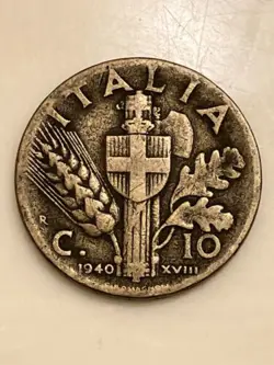1940 ITALY 10 CENTESIMI OLD ANTIQUE WW2 ERA ITALIAN EUROPEAN FOREIGN WORLD COIN