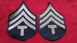 RARE LOT OF 2 WWII US ARMY TECH CORPS 4TH GRADE WW2 UNIFORM PATCHES.