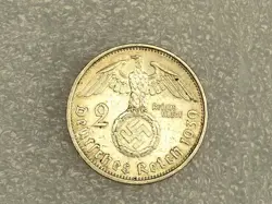 GERMANY THIRD REICH 2 REICHSMARK SILVER COIN 1939 A WW2 ERA. FINE