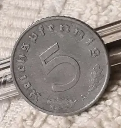VINTAGE 1941-A , WW2 GERMAN 5 REICHSPFENNIG , WWII ERA CIRCULATED COIN