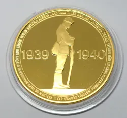 FINLAND WW2 MILITARY 1939-1940 24K GOLD PLATED PROOF MEDAL IN CAPSULE