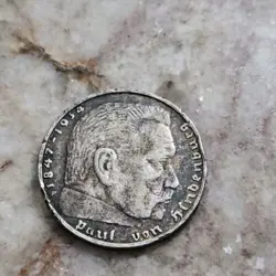 GERMANY 2 REICHSMARK WW2 THIRD REICH GERMAN 90% SILVER 2 MARK COIN