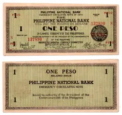 PHILIPPINES 1941 S624A NEGROS OCCIDENTAL 1P GUERILLA EMERGENCY CURRENCY WW2 UNC