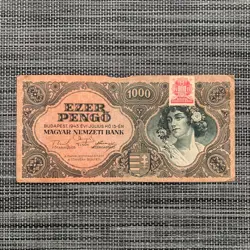 HUNGARY, 1000 PENGO BANKNOTE 1945 WW2 WWII ERA PAPER MONEY HUNGARIAN CURRENCY