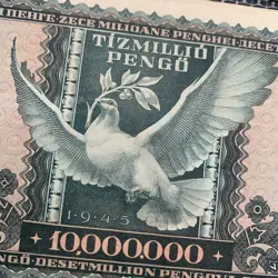 WW2 ERA HUNGARY 10 MILLION PENGO BANKNOTE 1945 WWII DOVE HUNGARIAN CURRENCY