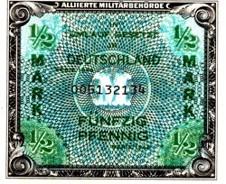 GERMANY 1/2 MARK WW2 ALLIED OCCUPATION BANKNOTE 1944 UNC