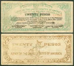 20 PESOS PHILIPPINE FREE NEGROS US ARMY MILITARY WW2 BANKNOTE #S716