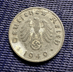 GERMAN THIRD REICH 1 REICHSPFENNIG WW2, 1940, CIRCULATED COIN