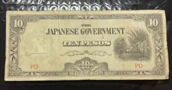 WW2 1942 JAPAN BANKNOTE 10 TEN PESOS PHILIPPINES PAPER CURRENCY #103124-2