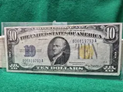 1934 A $10 DOLLAR BILL YELLOW SEAL NORTH AFRICA EMERGENCY ISSUE WW2
