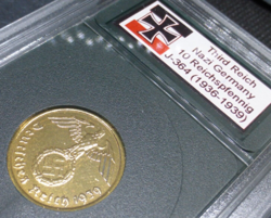 NAZI COIN 10 REICHSPFENNIG W/ CASE 1937-1939 & 1936 5 REICHSPFENNIG WW2 GERMANY