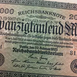 1923 GERMAN 20.000 MARK BANKNOTE, GERMANY CURRENCY ERA BETWEEN WWI WWII WW1 WW2