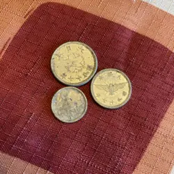 THREE JAPANESE WW2 CHRYSANTHEMUM, EAGLE, MT FUJI COINS