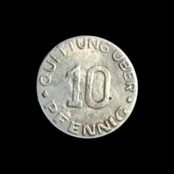 10 PFENNIG 1942 GHETTO CURRENCY WW2 GERMANY POLAND JEWISH GETTO  COIN