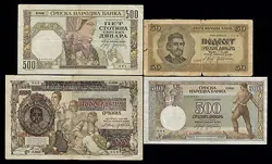 SERBIA SET 4 BANKNOTES 50 500 1000 DINARA 1941 1942 P-24 27 29 31 WW2 OCCUPATION