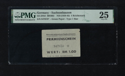 WW2 GERMANY 1942 SACHSENHAUSEN 1.00 RM CONCENTRATION CAMP GHETTO TYPE 1 STAR*