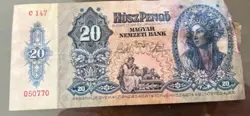 1941 HUNGARY 20 HUSZ PENGO BANKNOTE BUDAPEST EUROPE CURRENCY WW2 CIRCULATED Y