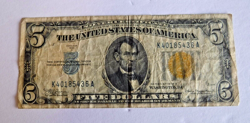 1934-A NORTH AFRICA $5 SILVER CERTIFICATE  - WW 2 INVASION NOTE FR 2307
