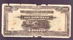 WW2 VINTAGE JAPANESE BANKNOTE ONE THOUSAND DOLLARS OCCUPATION MALAYA & SINGAPORE