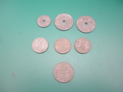 BELGIUM - WW2 ZINC COIN LOT  -  5 CENTS  - 5 FRANCS  1941 - 1943