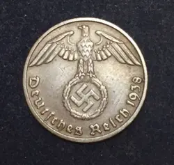 AUTHENTIC RARE ANTIQUE GERMAN 1PF COIN WITH BIG EAGLE WW2 - ARTIFACT