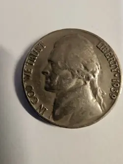 1939 JEFFERSON NICKEL RARE NO MINT MARK WW2 ERA