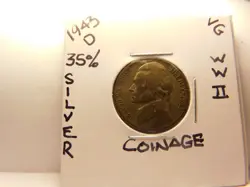 1943 D JEFFERSON WW 2 NICKEL 35% SILVER