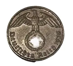 THE 1938-D WW2 EAGLE THIRD REICH WORLD WAR 2 GERMAN COIN NAZI OLD ANTIQUE US