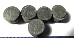 50 X GERMAN WW2 NAZI GERMANY  1940'S MIXED DATES 1 PFENNIG, REICHSPFENNIG COINS