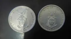 1944 S US-PHILIPPINES COMMONWEALTH FIFTY CENTAVOS SILVER COIN WW2 ERA 2 PCS