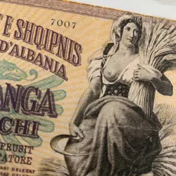 ALBANIA 100 FRANGA BANKNOTE 1940 WW2 WWII ERA ALBANIAN CURRENCY ( ITALIA ROME )