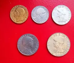 ALBANIA COINS 0.10 LEK,0.20 LEK, 0.50 LEK,1 LEK, 2 LEK ITALIAN OCCUPATION WW2