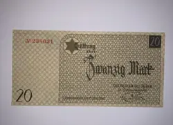 1940 — 20 MARK NOTE POLAND LITZMANNSTADT LODZ GHETTO - GOOD CONDITION. SCARCE.