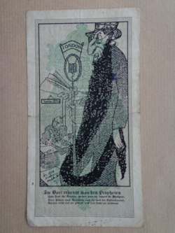 WW2 GERMAN REICH  ANTI SEMITIC, JUDAICA  PRINTED ON OLD BANKNOTE,