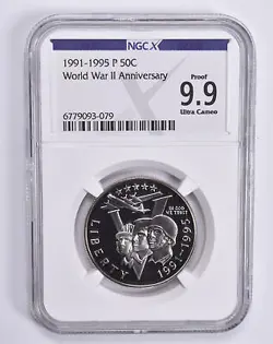 PROOF 9.9 UCAM 1991-1995-P WORLD WAR 2 WWII COMMEMORATIVE HALF DOLLAR NGCX *9924