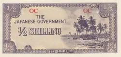 OCEANIA BANKNOTE WW2 JIM JAPAN INVASION 1/2 HALF SHILLING 1942)  P-1 UNC- LOT K